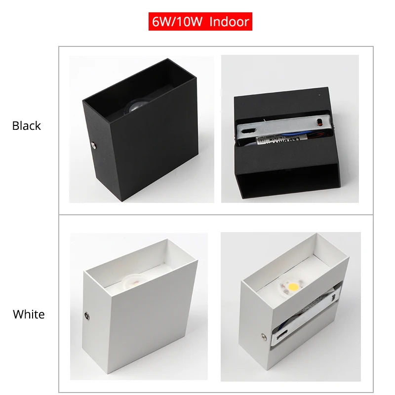 6W/10W Lampada da parete a LED per esterni Impermeabile IP65 Portico Lampada da parete da giardino e camera da letto interna Decorazione da comodino Lampada da illuminazione in alluminio