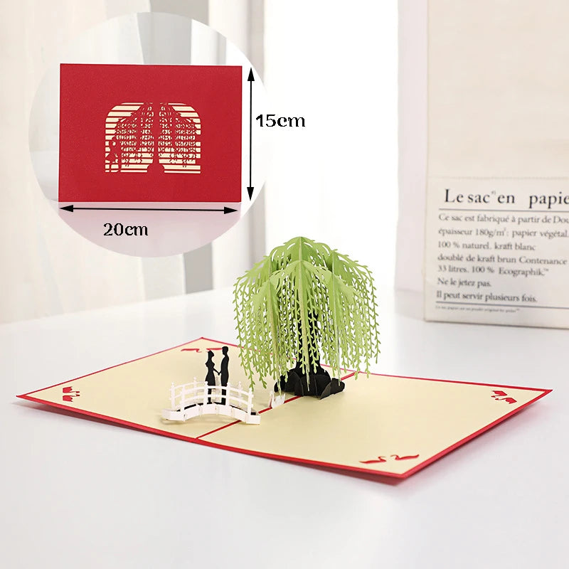 3D Pop-Up Card Flower Maple Cherry Tree Wedding Invitation Greeting Card Birthday Party Anniversary Gift Postcard With Envelopes