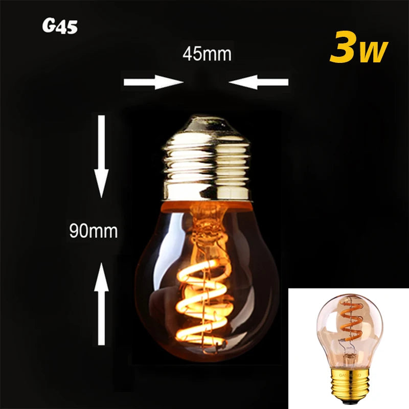 Lampadina Edison a LED dimmerabile retrò E27 3W Filamento a spirale in oro ST64 G125 Fiala Lampada a LED Lampadario a incandescenza Illuminazione decorativa