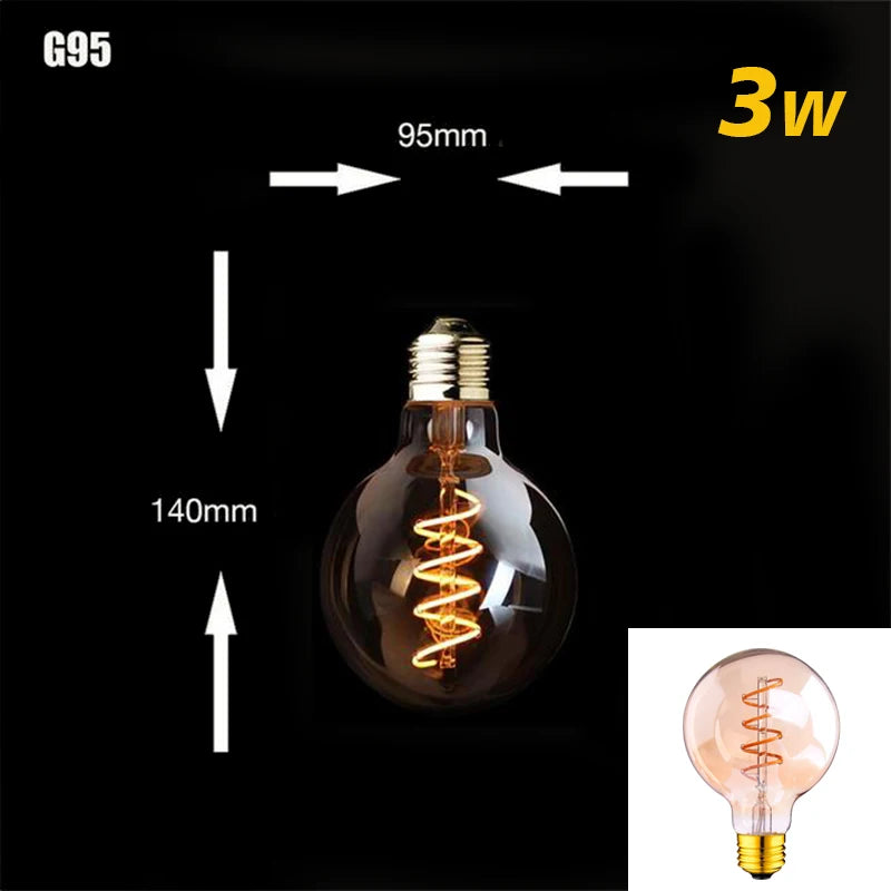 Lampadina Edison a LED dimmerabile retrò E27 3W Filamento a spirale in oro ST64 G125 Fiala Lampada a LED Lampadario a incandescenza Illuminazione decorativa