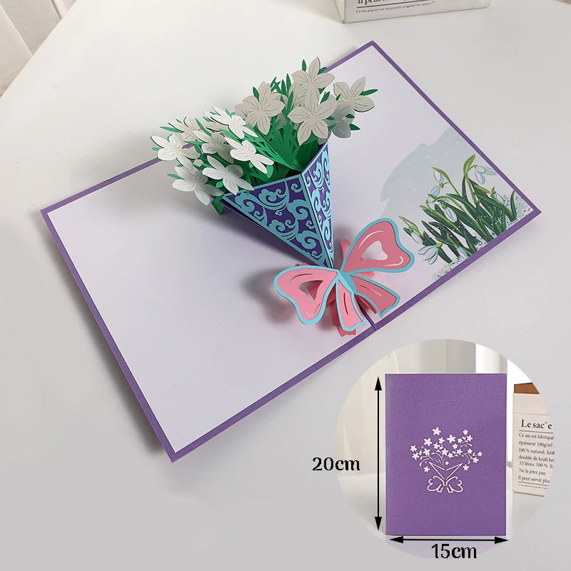 3D Pop-Up Card Flower Maple Cherry Tree Wedding Invitation Greeting Card Birthday Party Anniversary Gift Postcard With Envelopes