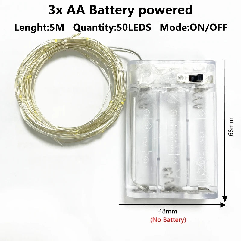1-10M luci a stringa a LED filo di rame lucine luce notturna per ghirlanda di Natale camera da letto lampada per decorazione di nozze per interni