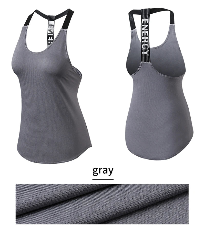 Top da palestra da donna Top da yoga senza maniche nero Camicia da fitness da donna Gilet da palestra Allenamento da corsa Top sportivi Camicia senza schienale con lettera