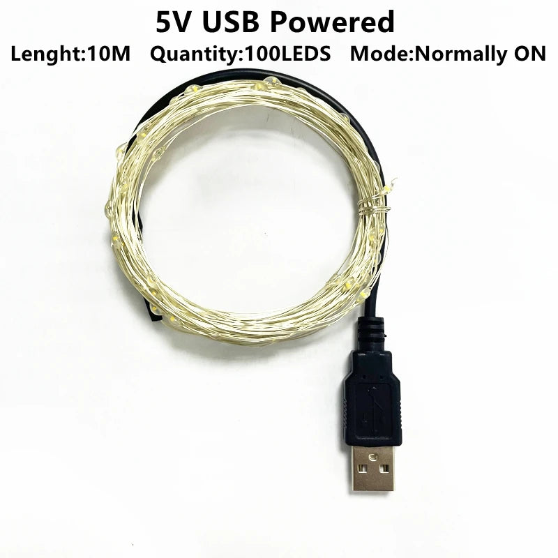 1-10M luci a stringa a LED filo di rame lucine luce notturna per ghirlanda di Natale camera da letto lampada per decorazione di nozze per interni