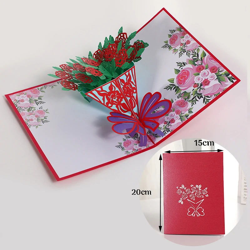 3D Pop-Up Card Flower Maple Cherry Tree Wedding Invitation Greeting Card Birthday Party Anniversary Gift Postcard With Envelopes