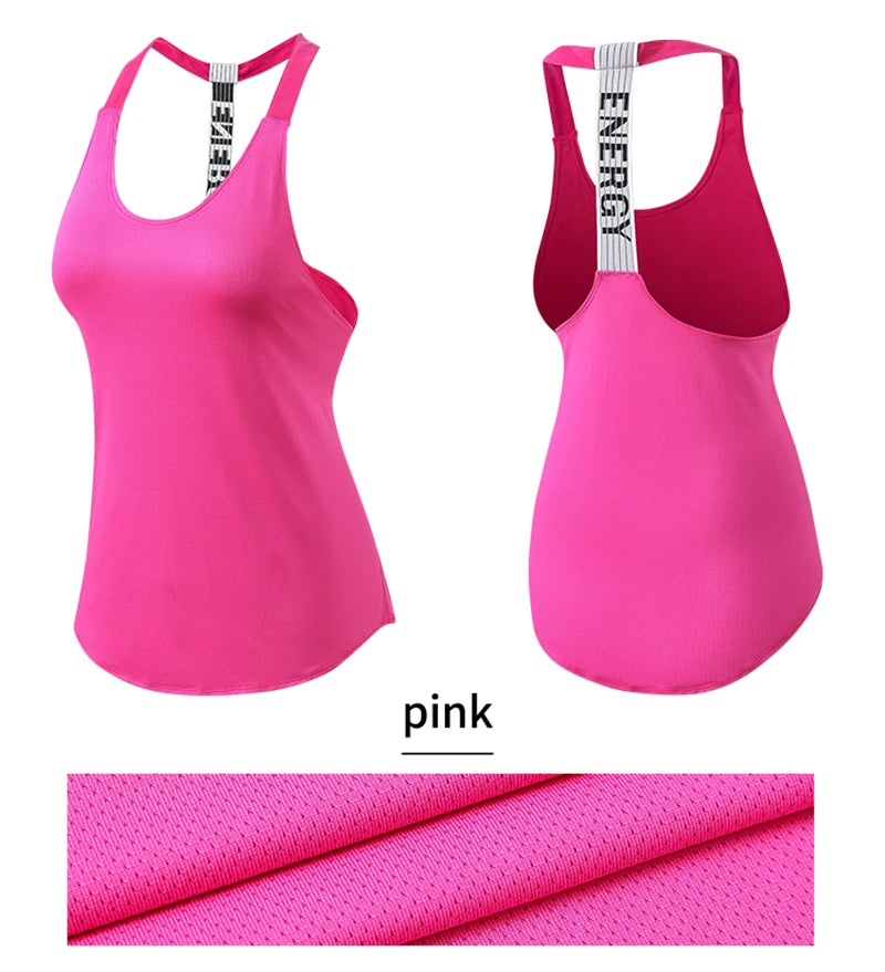 Top da palestra da donna Top da yoga senza maniche nero Camicia da fitness da donna Gilet da palestra Allenamento da corsa Top sportivi Camicia senza schienale con lettera