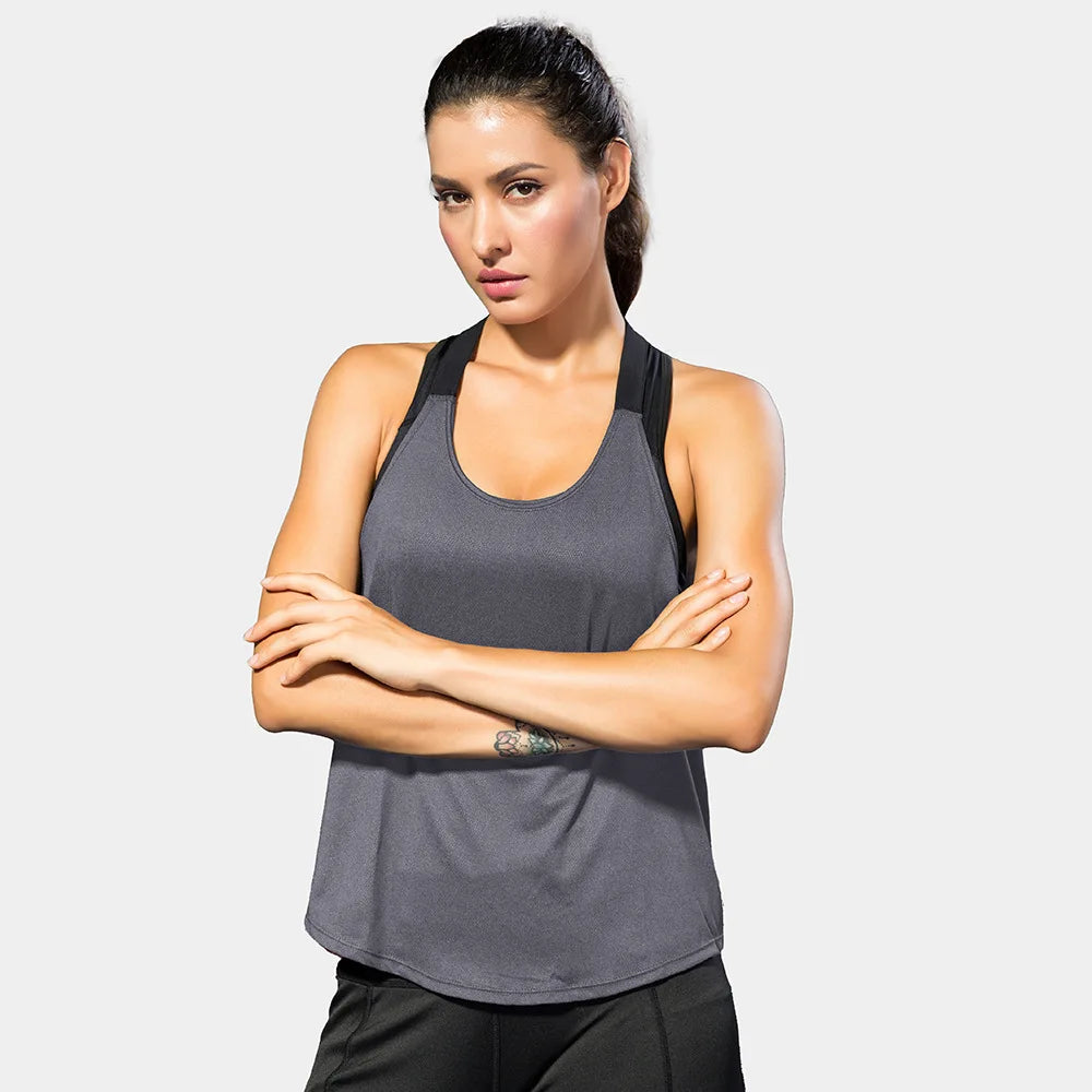 Top da palestra da donna Top da yoga senza maniche nero Camicia da fitness da donna Gilet da palestra Allenamento da corsa Top sportivi Camicia senza schienale con lettera