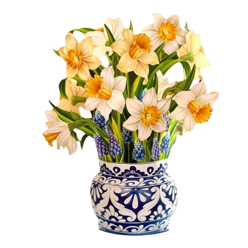 3D Pop Up Flower Greeting Card Creative Mother's Day Thank You Postcard Stereoscopic Bouquet Greeting Card Thank You Card Gifts