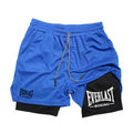 Men's compression gym shorts, EVERLAST printed sports pants, double layered, quick drying, basketball,  muscle, fitness RL0365