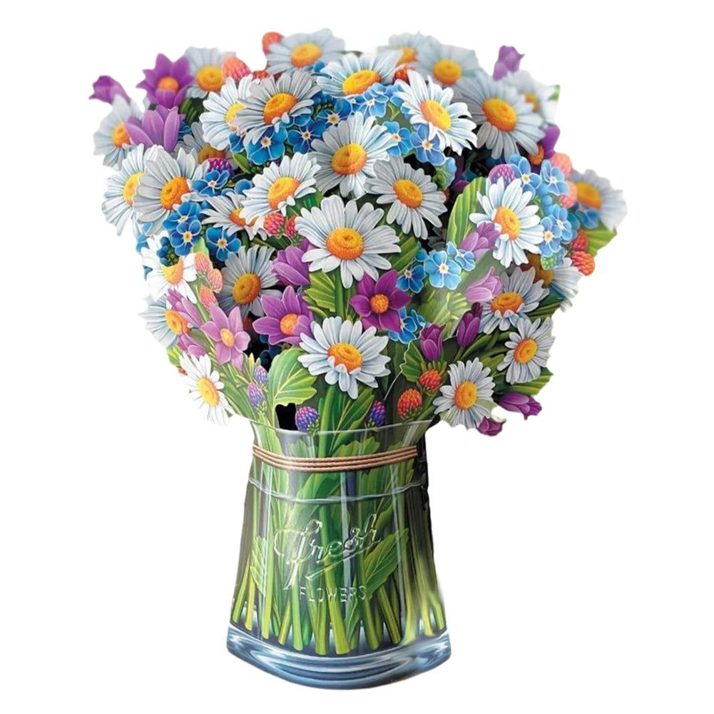 3D Pop Up Flower Greeting Card Creative Mother's Day Thank You Postcard Stereoscopic Bouquet Greeting Card Thank You Card Gifts