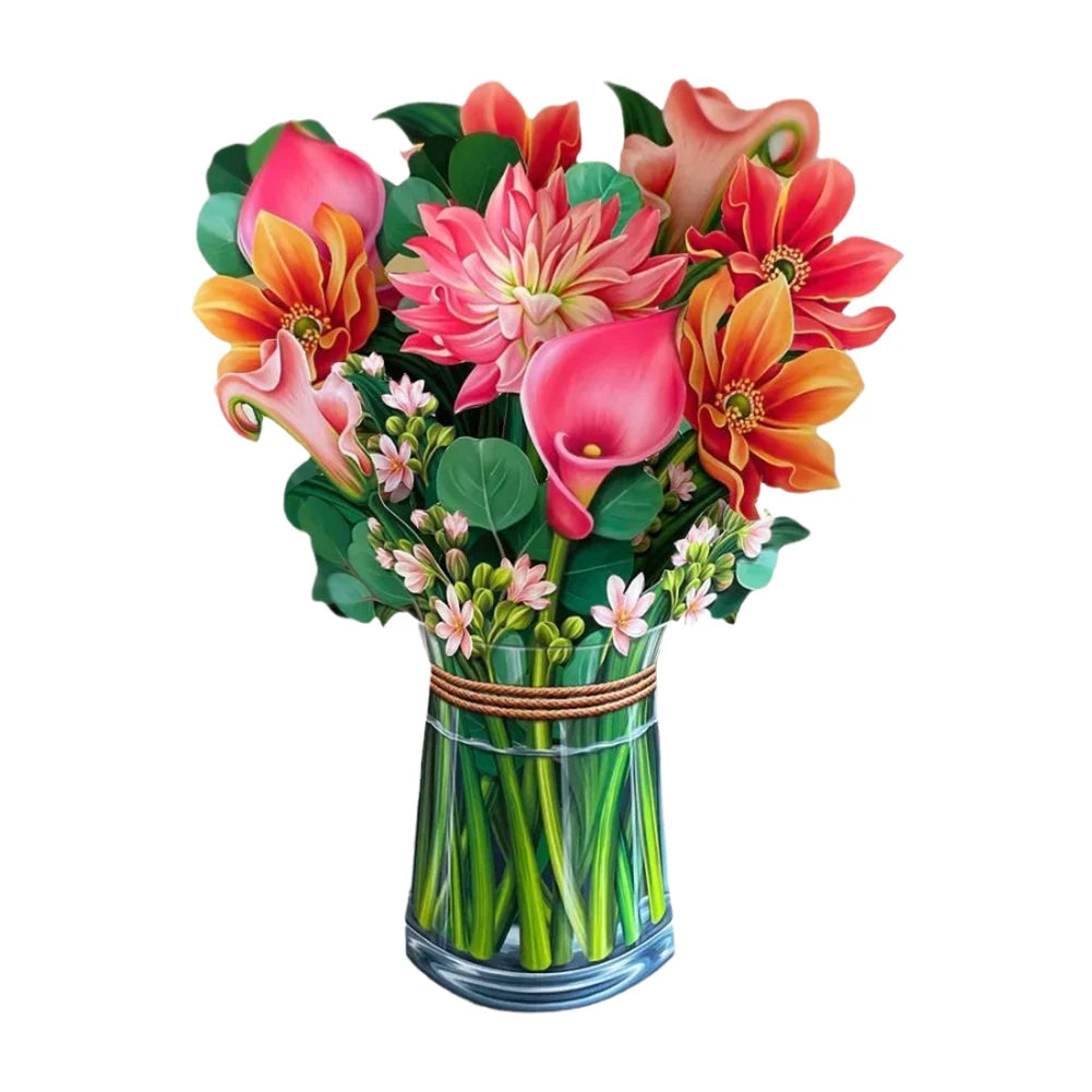 3D Pop Up Flower Greeting Card Creative Mother's Day Thank You Postcard Stereoscopic Bouquet Greeting Card Thank You Card Gifts