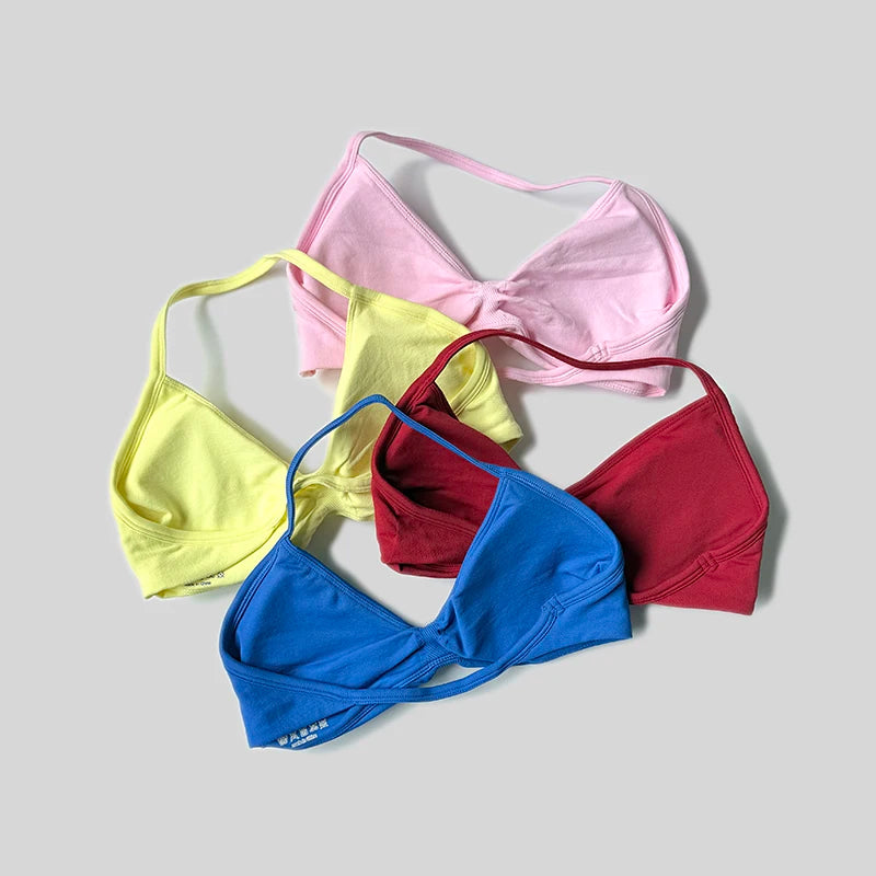 Reggiseno sportivo da donna con scollo all'americana push up con spalline sexy aperto sul retro palestra crop top imbottito senza cuciture allenamento yoga canotte