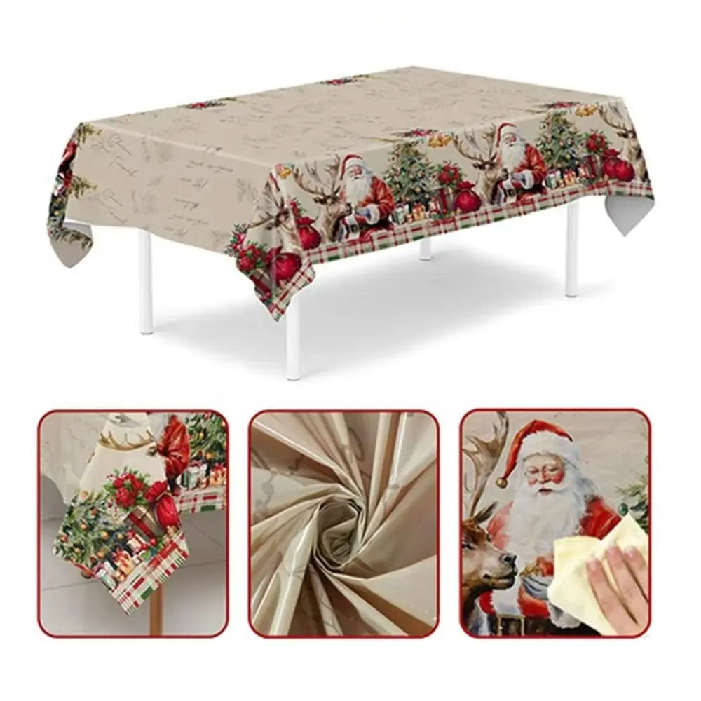 Tovaglia natalizia vintage Design pupazzo di neve Modello fiocco di neve Decorazione da tavolo Tovaglia PE Copritavolo usa e getta Festa di Natale