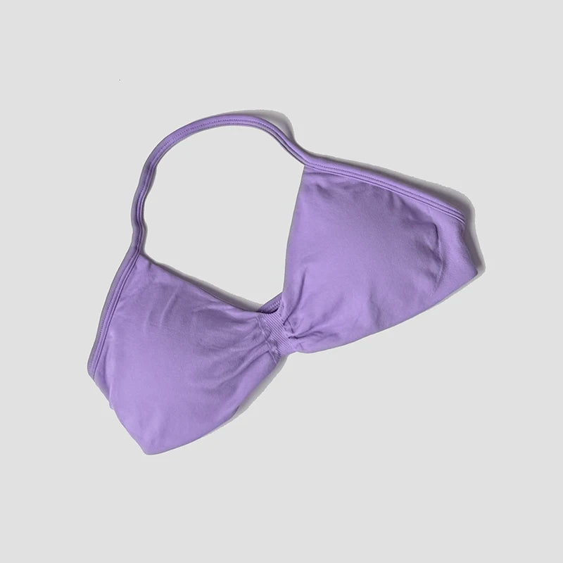 Reggiseno sportivo da donna con scollo all'americana push up con spalline sexy aperto sul retro palestra crop top imbottito senza cuciture allenamento yoga canotte