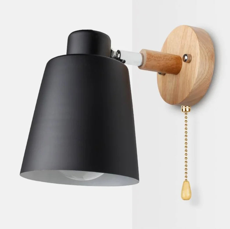 Applique da parete in legno lampada da parete sul comodino applique da parete applique moderna per camera da letto amaretto nordico 6 colori testa sterzo E27 85-285V