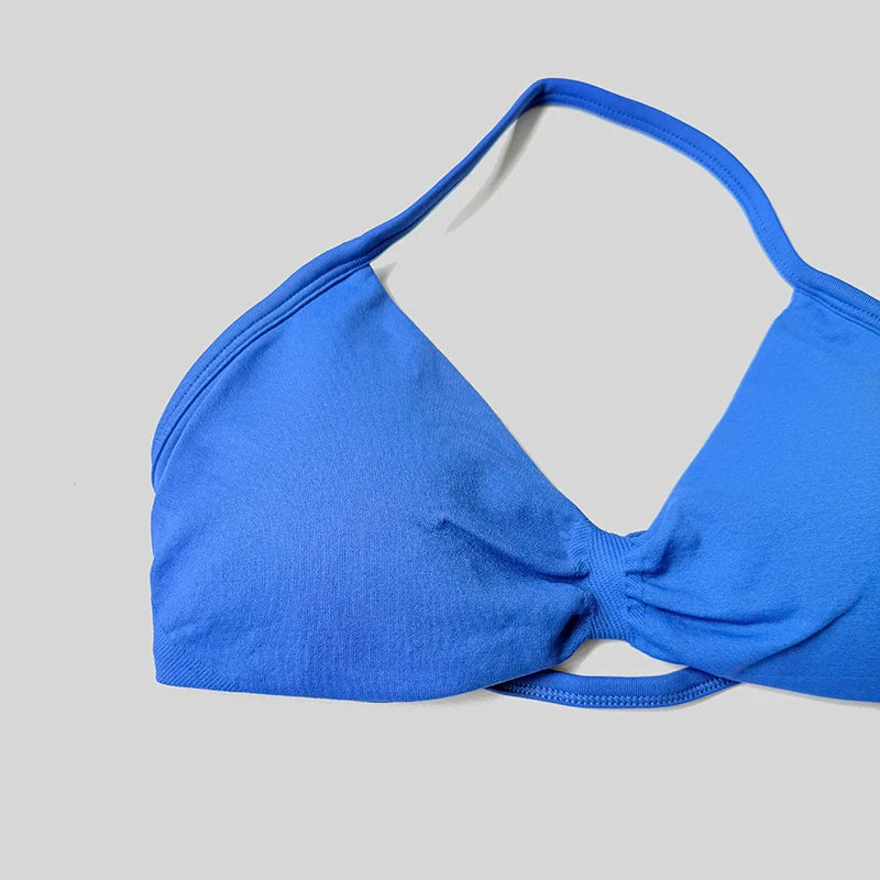 Reggiseno sportivo da donna con scollo all'americana push up con spalline sexy aperto sul retro palestra crop top imbottito senza cuciture allenamento yoga canotte
