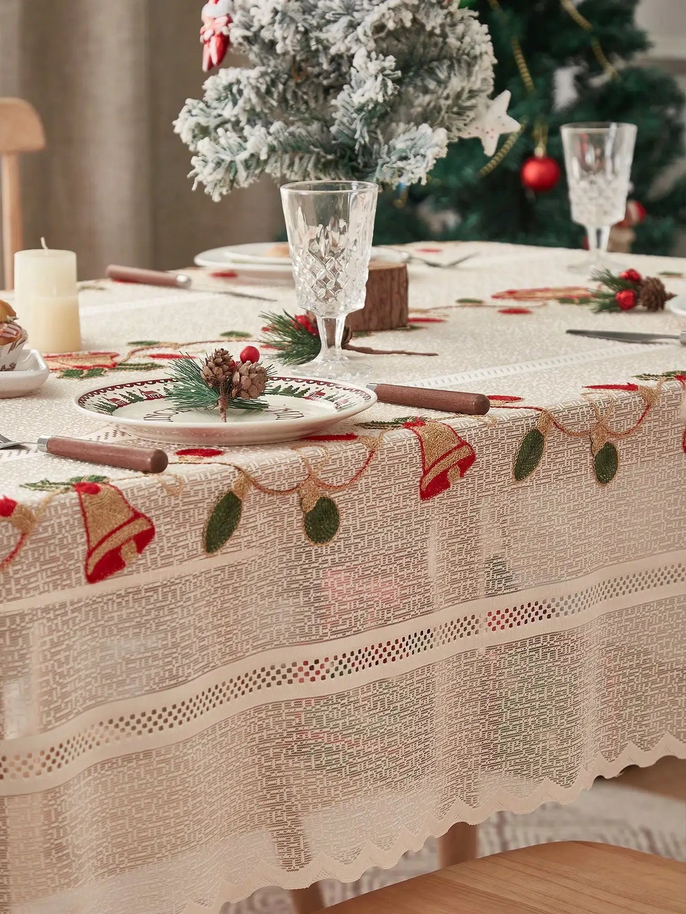 Tovaglia natalizia Tovaglia rettangolare in pizzo per decorazioni rustiche vintage. Tovaglia in pizzo trasparente funziona perfettamente come tovaglia per matrimonio