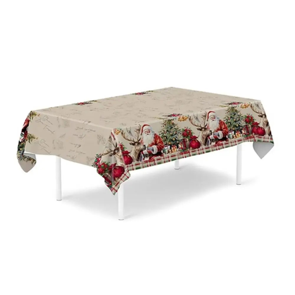 Tovaglia natalizia vintage Design pupazzo di neve Modello fiocco di neve Decorazione da tavolo Tovaglia PE Copritavolo usa e getta Festa di Natale