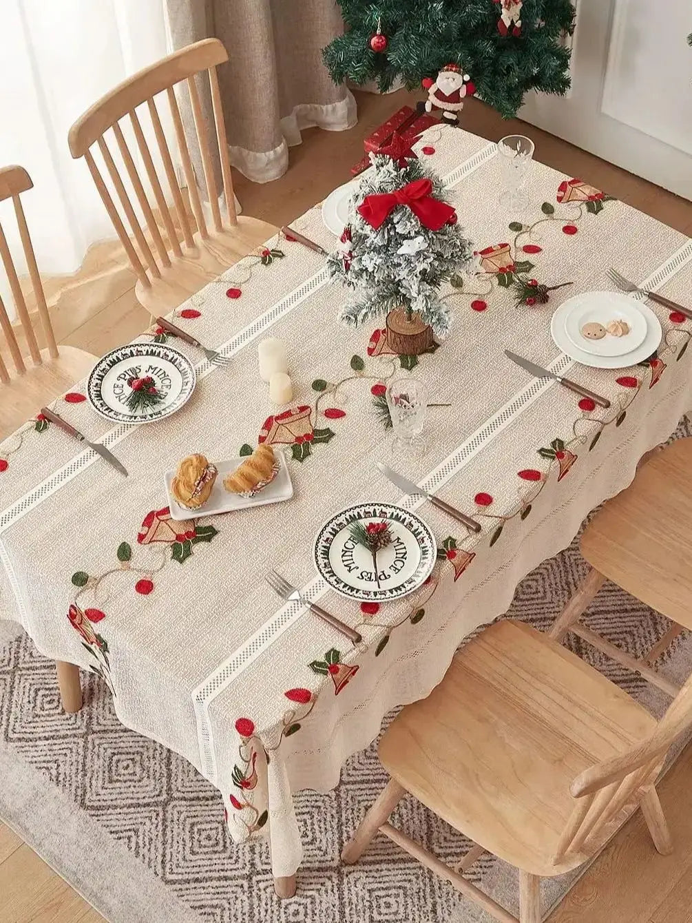 Tovaglia natalizia Tovaglia rettangolare in pizzo per decorazioni rustiche vintage. Tovaglia in pizzo trasparente funziona perfettamente come tovaglia per matrimonio