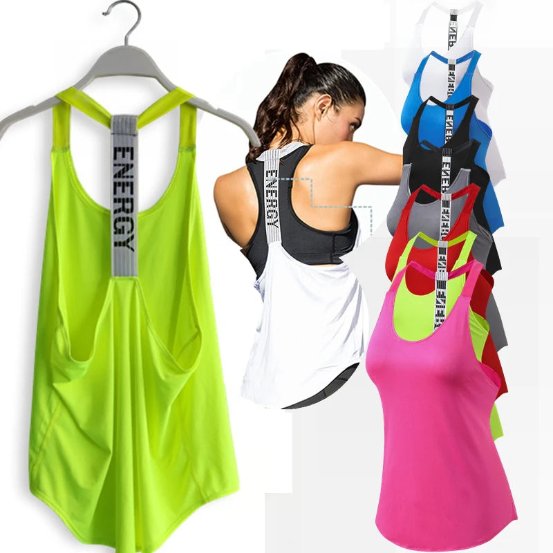 Top da palestra da donna Top da yoga senza maniche nero Camicia da fitness da donna Gilet da palestra Allenamento da corsa Top sportivi Camicia senza schienale con lettera