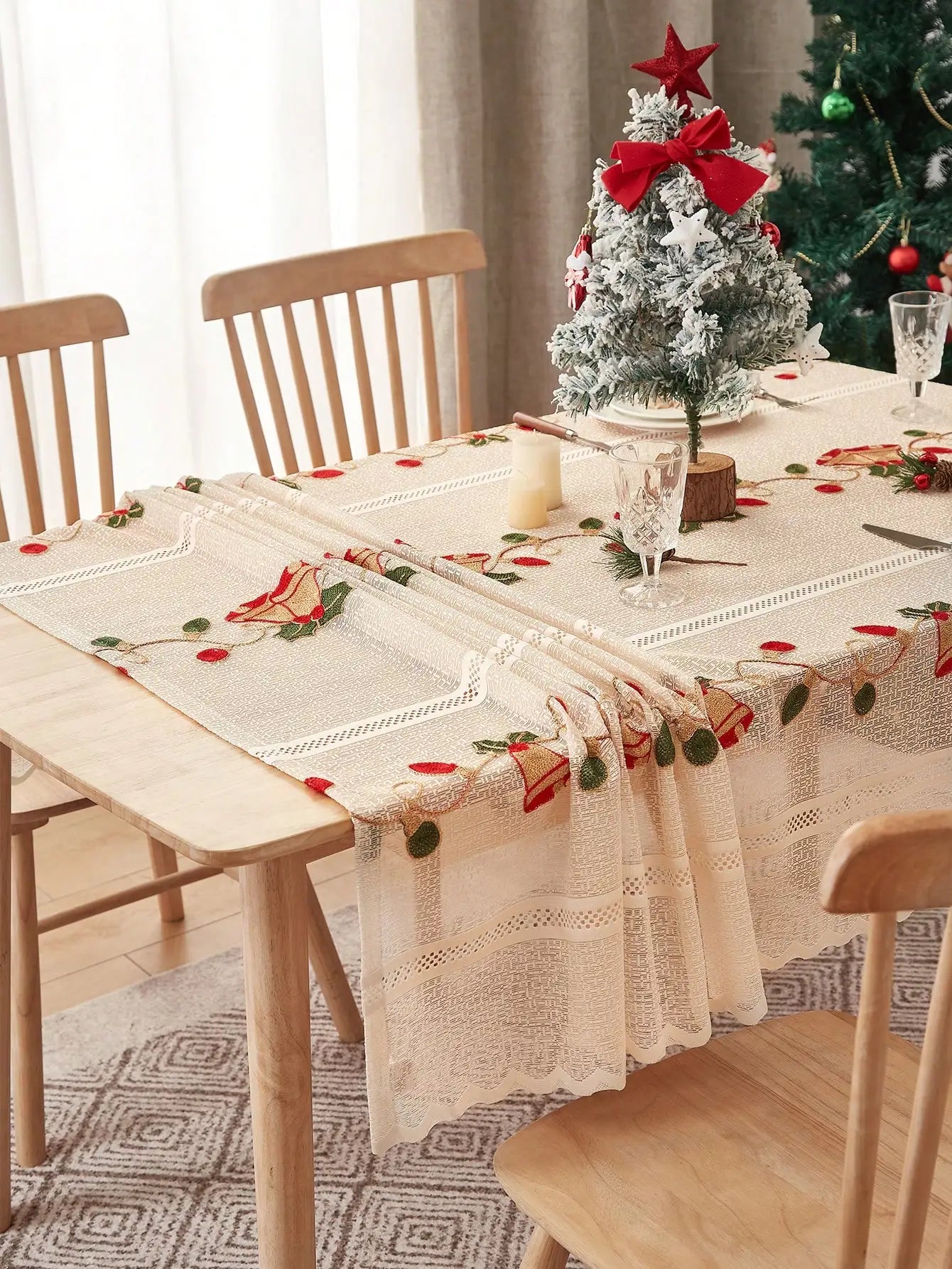 Tovaglia natalizia Tovaglia rettangolare in pizzo per decorazioni rustiche vintage. Tovaglia in pizzo trasparente funziona perfettamente come tovaglia per matrimonio
