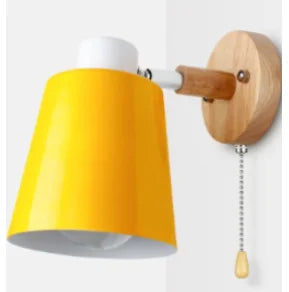 Applique da parete in legno lampada da parete sul comodino applique da parete applique moderna per camera da letto amaretto nordico 6 colori testa sterzo E27 85-285V