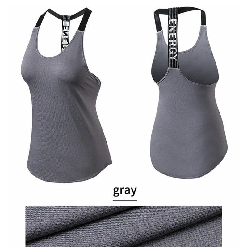 Top da palestra da donna Top da yoga senza maniche nero Camicia da fitness da donna Gilet da palestra Allenamento da corsa Top sportivi Camicia senza schienale con lettera