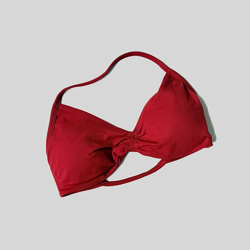 Reggiseno sportivo da donna con scollo all'americana push up con spalline sexy aperto sul retro palestra crop top imbottito senza cuciture allenamento yoga canotte