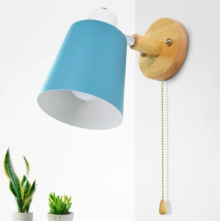 Applique da parete in legno lampada da parete sul comodino applique da parete applique moderna per camera da letto amaretto nordico 6 colori testa sterzo E27 85-285V