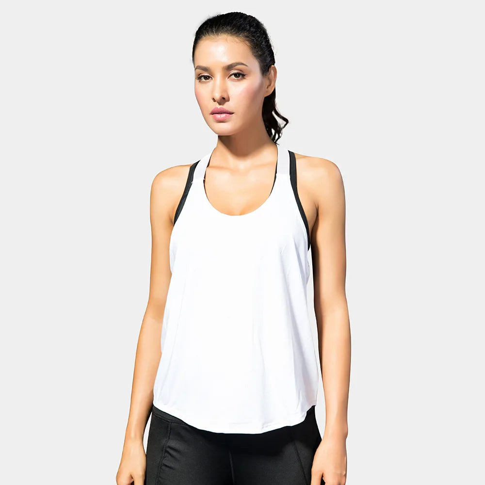 Top da palestra da donna Top da yoga senza maniche nero Camicia da fitness da donna Gilet da palestra Allenamento da corsa Top sportivi Camicia senza schienale con lettera