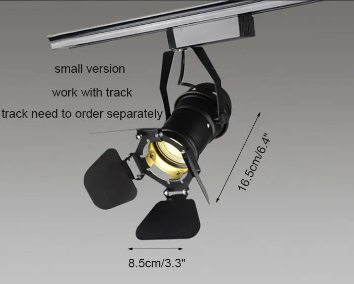 Lampada da binario vintage E27, faretto industriale per loft, lampada da binario nera con barndoor, illuminazione per negozi di abbigliamento