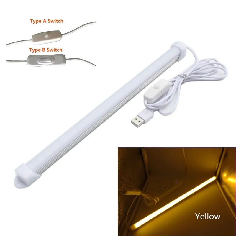 Barra luminosa a LED USB Striscia LED rigida da 5 V per la cucina Barra luminosa in alluminio dimmerabile per illuminazione sotto l'armadio Bianco caldo freddo