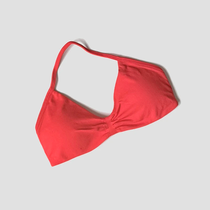 Reggiseno sportivo da donna con scollo all'americana push up con spalline sexy aperto sul retro palestra crop top imbottito senza cuciture allenamento yoga canotte