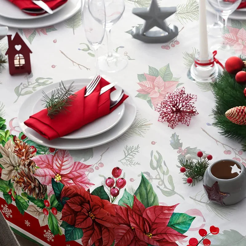 Tovaglie stile natalizio Tovaglie decorative con fiori Decorazioni per feste natalizie Tovaglie da cucina Tovaglie natalizie invernali