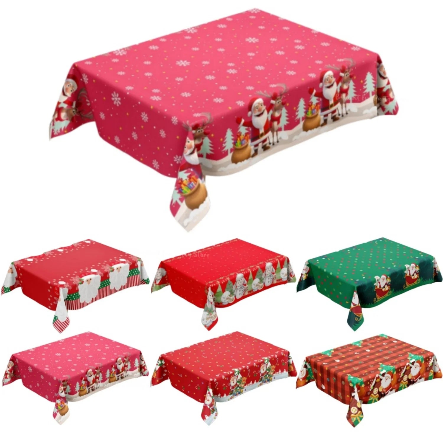 Tovaglia natalizia rettangolare, copertura in plastica usa e getta per forniture per decorazioni natalizie per feste di buon Natale e Capodanno