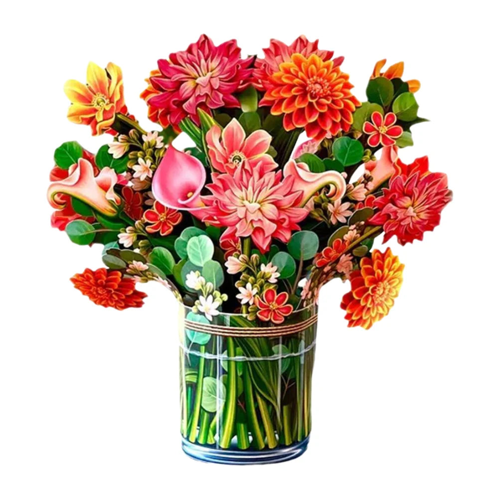 3D Pop Up Flower Greeting Card Creative Mother's Day Thank You Postcard Stereoscopic Bouquet Greeting Card Thank You Card Gifts