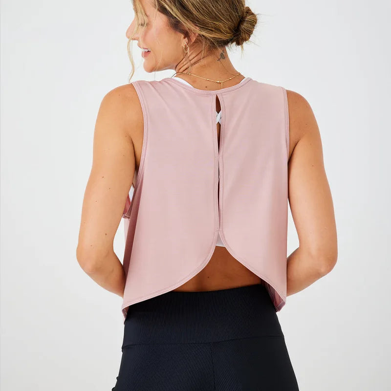 Canottiere da allenamento da donna Abbigliamento sportivo per donna T-shirt da palestra Open Back Yoga Top Camicette sportive Camicia fitness da donna Maglia femminile