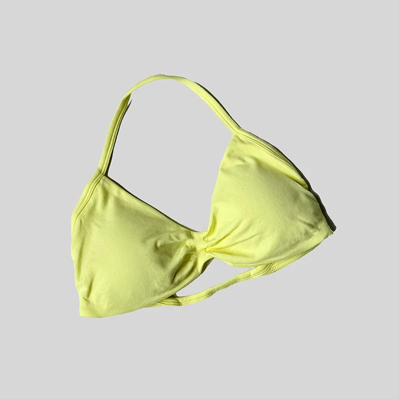 Reggiseno sportivo da donna con scollo all'americana push up con spalline sexy aperto sul retro palestra crop top imbottito senza cuciture allenamento yoga canotte