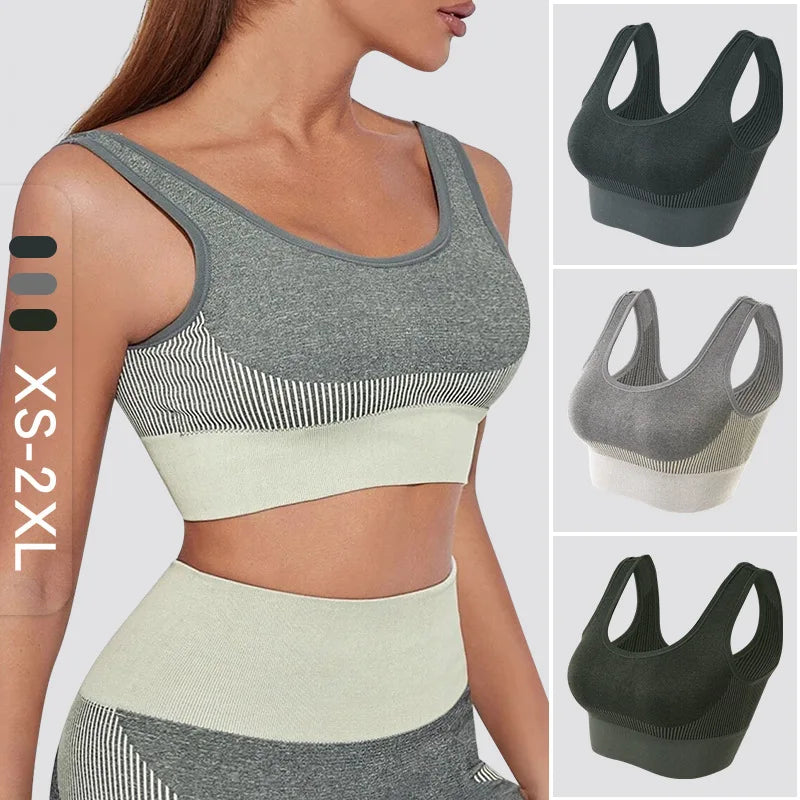 Top da donna Reggiseni sportivi lavorati a maglia Palestra Corsa Fitness Reggiseno yoga Abbigliamento sportivo Top sportivi push up imbottiti