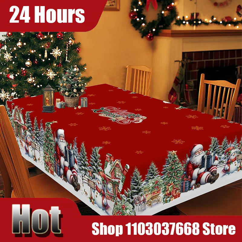 Decorazioni natalizie Tovaglia natalizia vintage Copritavolo con pupazzo di neve di Babbo Natale per la casa 2025 Regali di Natale Navidad Noel Capodanno 2026