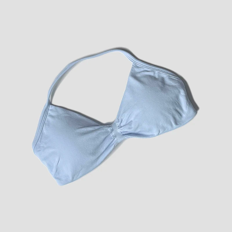 Reggiseno sportivo da donna con scollo all'americana push up con spalline sexy aperto sul retro palestra crop top imbottito senza cuciture allenamento yoga canotte