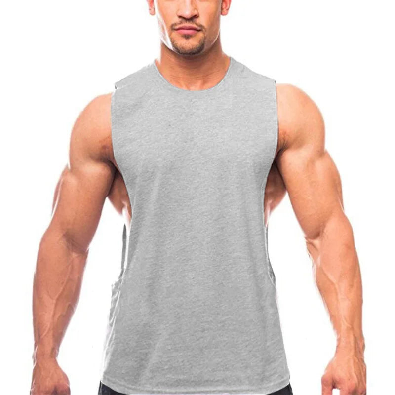 Abbigliamento da palestra Uomo T-shirt con taglio laterale Borsoni cadenti Canotte Allenamento Fitness Gilet senza maniche Canottiera da jogging all'aperto