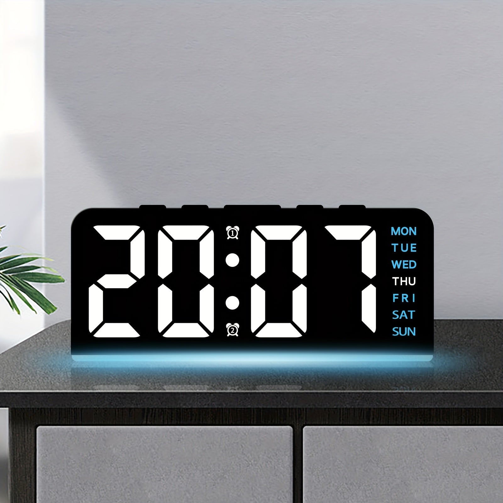 Modern LED Digital Alarm Clock - Silent Non-Ticking Bedside Clock with USB Power, Large Display, for Home, Office, Kids Room - Minimalist Bedroom Decor, Alarm Clocks for Bedrooms, Sleek Design, Plastic Construction