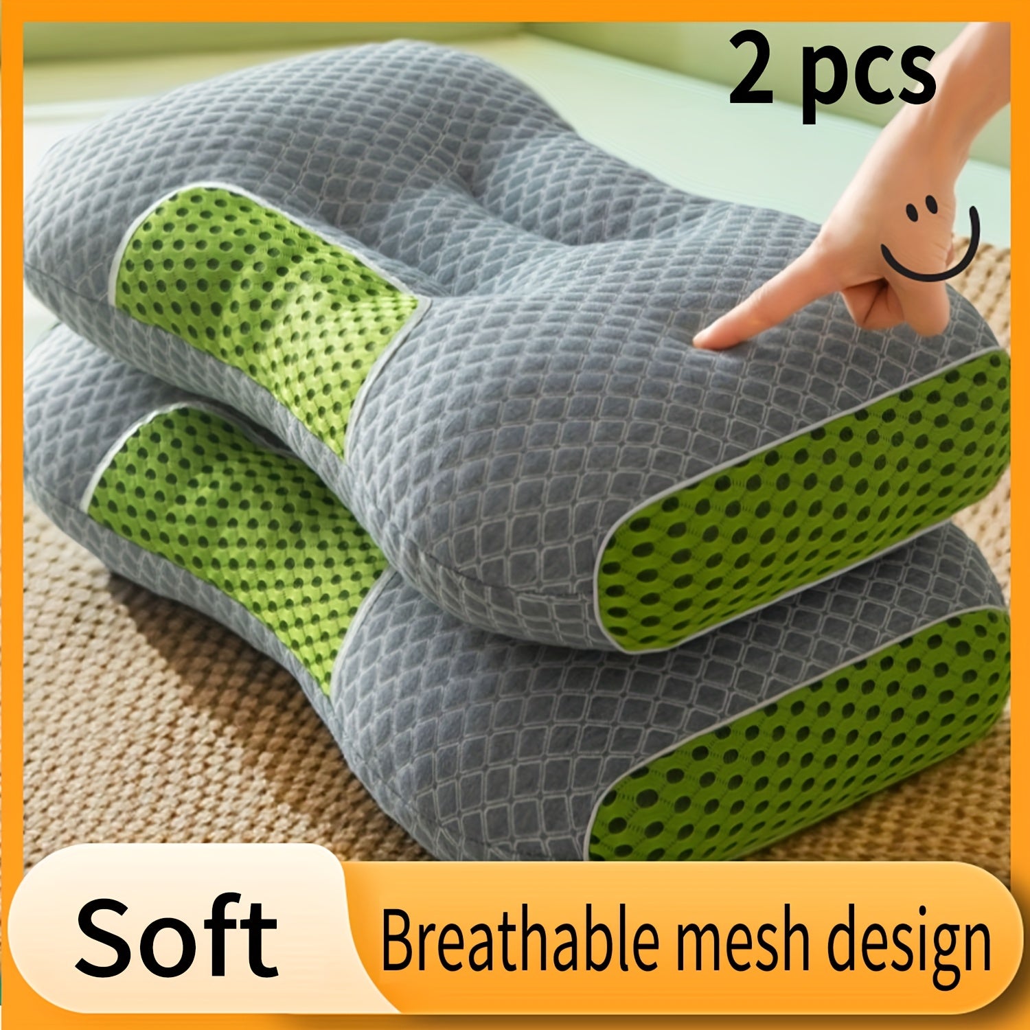2pcs Soft Neck Pillows, Cervical Support for Side and Back Sleepers – Home Bedding Decorative Throw Pillow, Side Pillows for Sleeping, Cylindrical Pillow, Massage Headrest for Bed, Hard Pillows for Sleeping, Firm Pillows fo