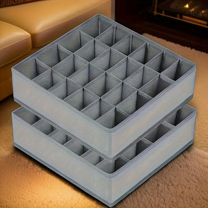 2 Pack 48-Compartment Fabric Socks & Underwear Organizers - Durable Zipper, Foldable Closet Storage Box for Socks, Underwear, Ties - Ideal for Bedroom & Home Decor, Closet Organization | Modern Organizer | Durable Zipper Clos
