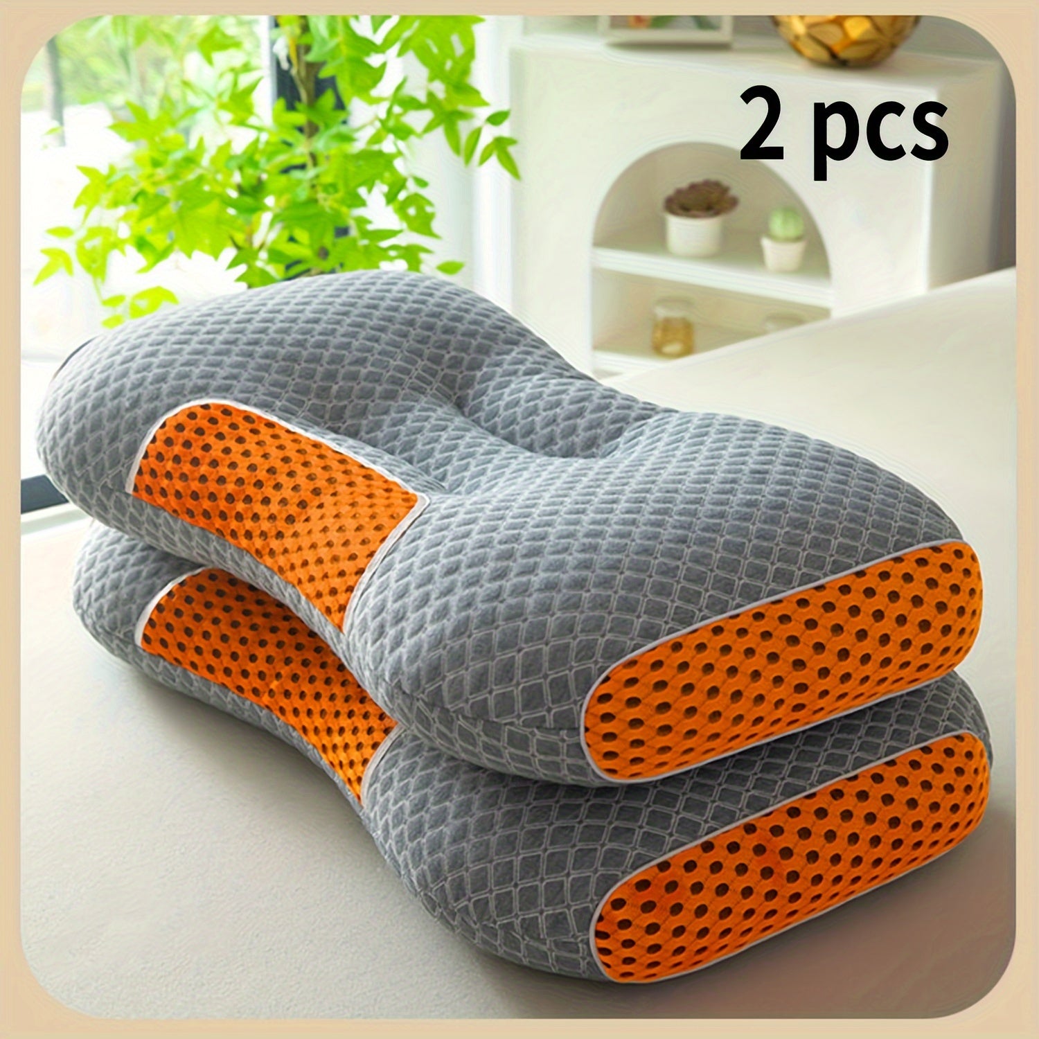 2pcs Soft Neck Pillows, Cervical Support for Side and Back Sleepers – Home Bedding Decorative Throw Pillow, Side Pillows for Sleeping, Cylindrical Pillow, Massage Headrest for Bed, Hard Pillows for Sleeping, Firm Pillows fo