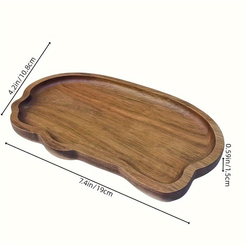 1pc Acacia Wood Salad Plate - Natural, Irregular Shape, Round Candle Tray, Tea & Coffee Tray, Farm Food Storage, Holiday & Birthday Decoration, Holiday Table Decor | Natural Wood Finish | Smooth Texture