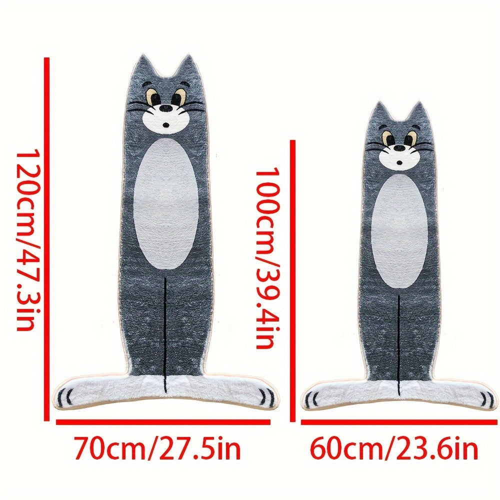 1pc, Imitation Cashmere Thickened Cartoon Cat Rug, Funny Cute Rug, Wear-resistant Dirty Resistant, Absorbent Non-slip Rug, Ins Bedside Rug, Bedroom Tea Table Entrance Floor Mat, Stair Mat, Home Decor