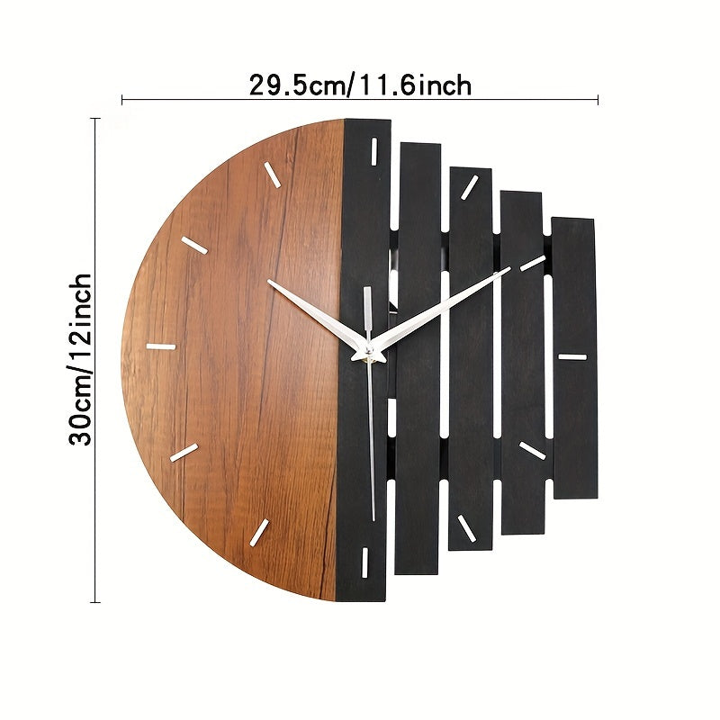Vintage Wood Grain Wall Clock with Bar Splicing Design - Acrylic Irregular Silent Clock for Home Decor, Living Room, Bedroom, Kitchen, and Office - AA Battery Operated, Single Battery Required (Not Included)