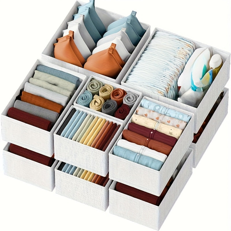 6pcs Fabric Clothes Drawer Organizers - Non-Woven Storage Bins with Multi-Compartment Design for Kids' Clothing, Nursery Dresser & Bedroom Organization - Contemporary Style, Durable & Space-Saving, Clothes Organizer, Modern W